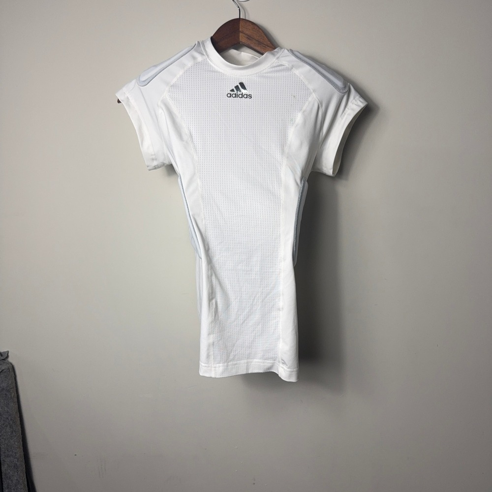 Adidas Aeroready Padded Compression Shirt White Short Sleeve Small Football Top